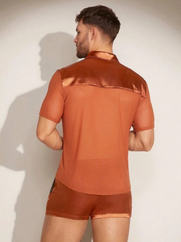Crystal City Men's Glitter Feline Shirt & Short Sleepwear Set